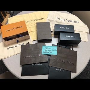 Various boxes, bags and dust bags